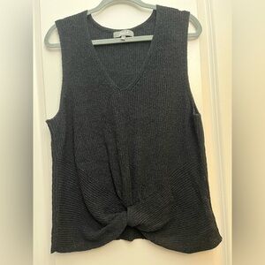 Marled Reunited Clothing Black Knit Twist Front Tank Top Size XL